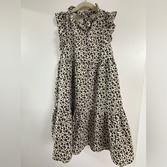 Janie and Jack Cheetah Leopard Ruffle Neck Flowy Dress - Picture 4 of 4